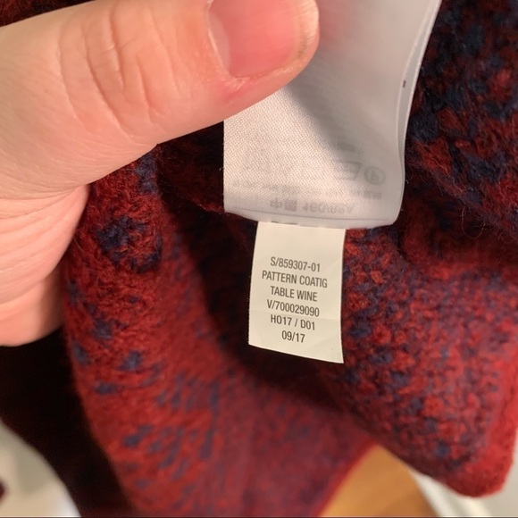 Old Navy Heavy Cardigan Coat Table Wine Red Blue - Picture 11 of 14